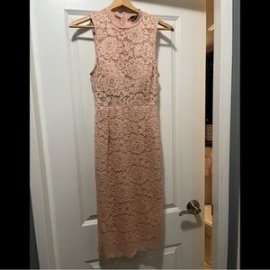 MAXIM Sleeveless Lace Midi Dress in Blush Pink